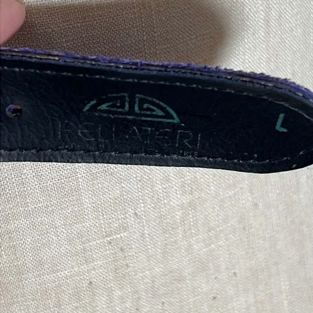 Vintage Purple Suede Belt with Gold Metal Buckle
